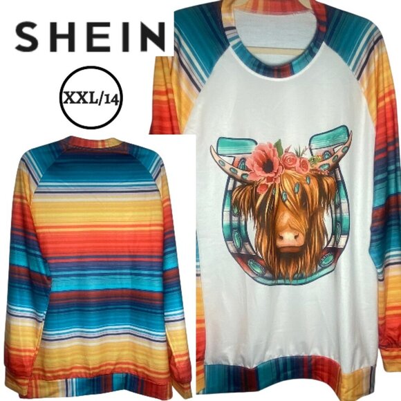 Shein Multicolored Bull Graphic LS Sweatshirt / XXL/14 (New w/out tags) - Picture 1 of 8